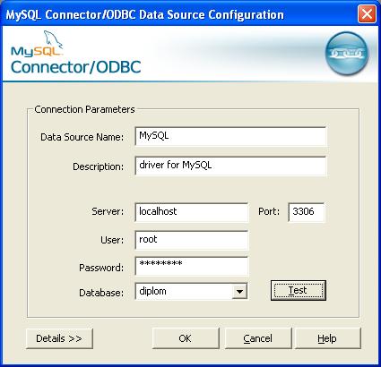 MySQL Connector/ODBC Data Source Configuration